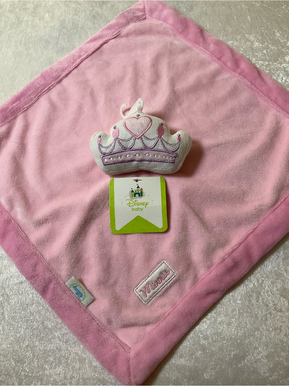 Disney Pink Princess Lovey with Crown Rattle